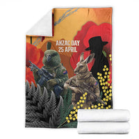 New Zealand and Australia ANZAC Day Blanket Sliver Fern Kakapo With Golden Wattle Kangaroo LT14 - Polynesian Pride