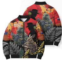 New Zealand and Australia ANZAC Day Bomber Puffer Jacket Sliver Fern Kakapo With Golden Wattle Kangaroo LT14 - Polynesian Pride