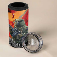 New Zealand and Australia ANZAC Day 4 in 1 Can Cooler Tumbler Sliver Fern Kakapo With Golden Wattle Kangaroo LT14 - Polynesian Pride