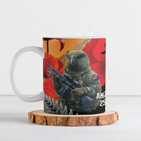 New Zealand and Australia ANZAC Day Ceramic Mug Sliver Fern Kakapo With Golden Wattle Kangaroo LT14 Gold - Polynesian Pride