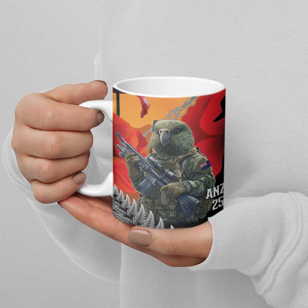 New Zealand and Australia ANZAC Day Ceramic Mug Sliver Fern Kakapo With Golden Wattle Kangaroo LT14 - Polynesian Pride