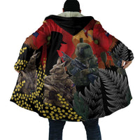 New Zealand and Australia ANZAC Day Cloak Sliver Fern Kakapo With Golden Wattle Kangaroo LT14 - Polynesian Pride