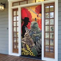 New Zealand and Australia ANZAC Day Door Cover Sliver Fern Kakapo With Golden Wattle Kangaroo LT14 - Polynesian Pride
