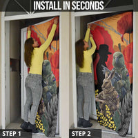 New Zealand and Australia ANZAC Day Door Cover Sliver Fern Kakapo With Golden Wattle Kangaroo LT14 - Polynesian Pride
