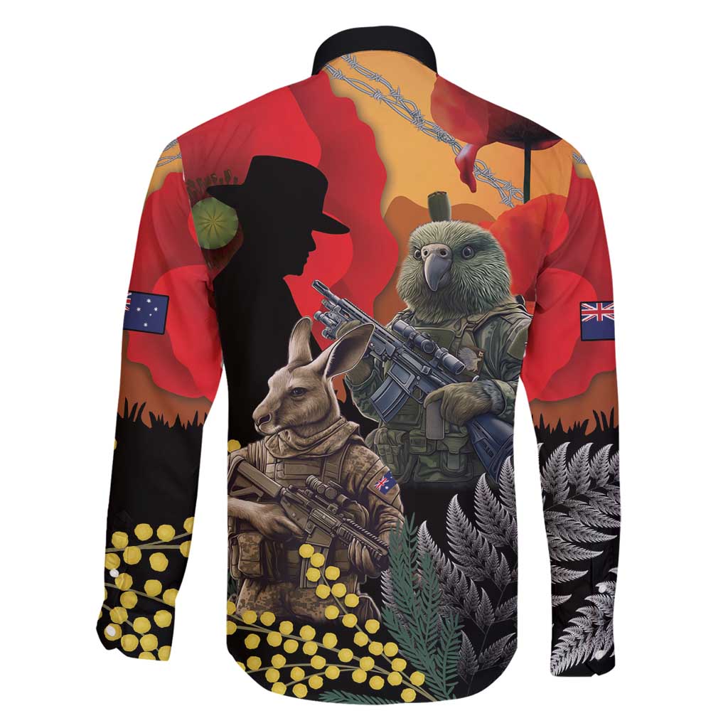 New Zealand and Australia ANZAC Day Family Matching Summer Maxi Dress and Hawaiian Shirt Sliver Fern Kakapo With Golden Wattle Kangaroo LT14 - Polynesian Pride