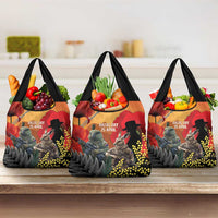 New Zealand and Australia ANZAC Day Grocery Bag Sliver Fern Kakapo With Golden Wattle Kangaroo LT14 3-pack One Size Gold - Polynesian Pride