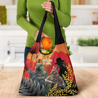 New Zealand and Australia ANZAC Day Grocery Bag Sliver Fern Kakapo With Golden Wattle Kangaroo LT14 - Polynesian Pride