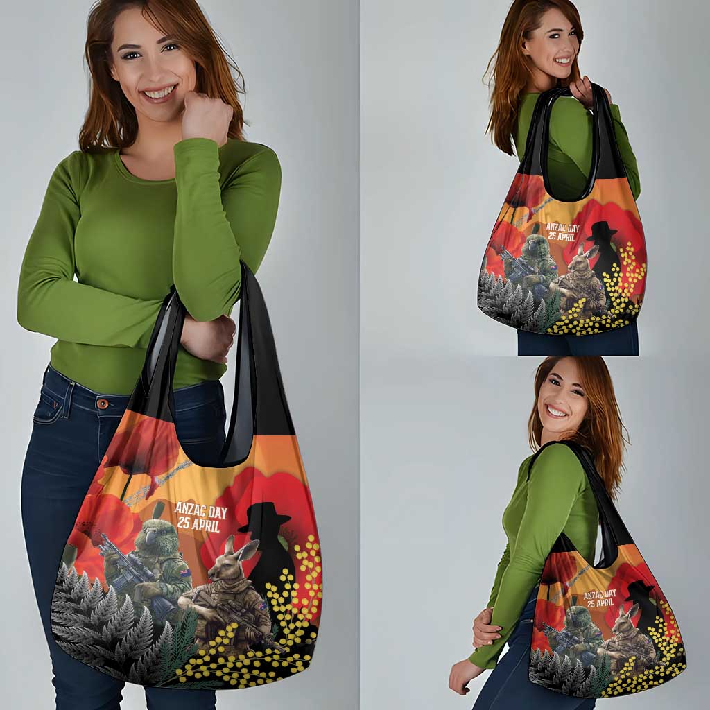 New Zealand and Australia ANZAC Day Grocery Bag Sliver Fern Kakapo With Golden Wattle Kangaroo LT14 - Polynesian Pride