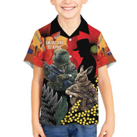 New Zealand and Australia ANZAC Day Hawaiian Shirt Sliver Fern Kakapo With Golden Wattle Kangaroo LT14 - Polynesian Pride