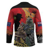 New Zealand and Australia ANZAC Day Hockey Jersey Sliver Fern Kakapo With Golden Wattle Kangaroo LT14 - Polynesian Pride