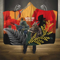 New Zealand and Australia ANZAC Day Hooded Blanket Sliver Fern Kakapo With Golden Wattle Kangaroo LT14 - Polynesian Pride