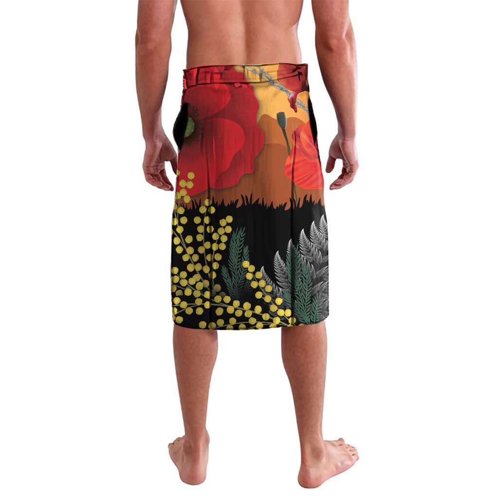 New Zealand and Australia ANZAC Day Lavalava Sliver Fern Kakapo With Golden Wattle Kangaroo LT14 - Polynesian Pride