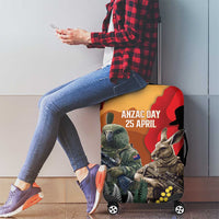 New Zealand and Australia ANZAC Day Luggage Cover Sliver Fern Kakapo With Golden Wattle Kangaroo