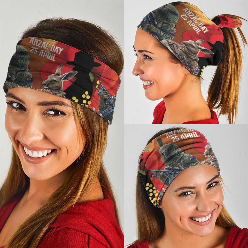 New Zealand and Australia ANZAC Day Neck Gaiter Sliver Fern Kakapo With Golden Wattle Kangaroo LT14 - Polynesian Pride