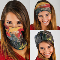 New Zealand and Australia ANZAC Day Neck Gaiter Sliver Fern Kakapo With Golden Wattle Kangaroo LT14 - Polynesian Pride