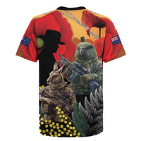 New Zealand and Australia ANZAC Day Rugby Jersey Sliver Fern Kakapo With Golden Wattle Kangaroo LT14 - Polynesian Pride
