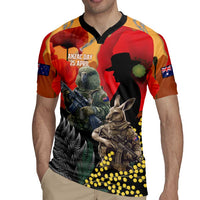 New Zealand and Australia ANZAC Day Rugby Jersey Sliver Fern Kakapo With Golden Wattle Kangaroo LT14 - Polynesian Pride