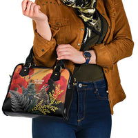 New Zealand and Australia ANZAC Day Shoulder Handbag Sliver Fern Kakapo With Golden Wattle Kangaroo LT14 - Polynesian Pride