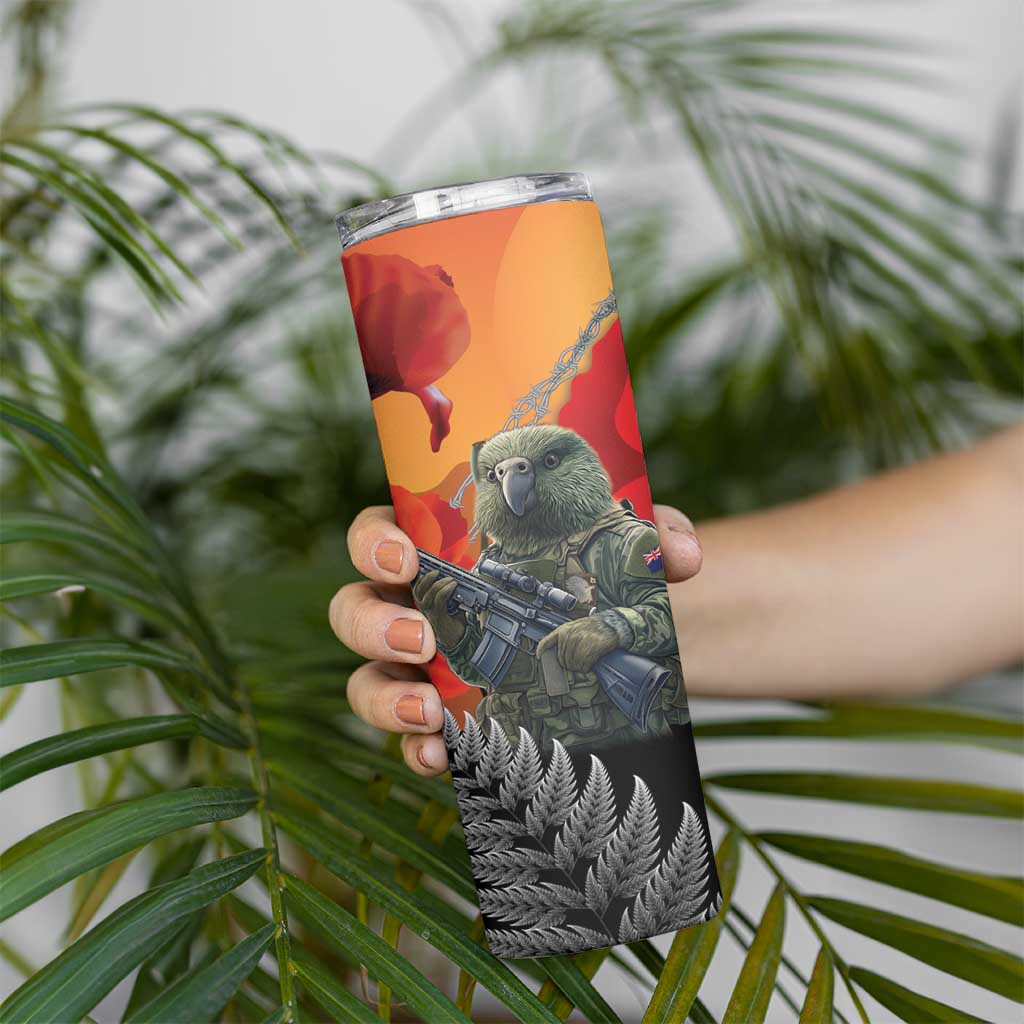 New Zealand and Australia ANZAC Day Skinny Tumbler Sliver Fern Kakapo With Golden Wattle Kangaroo LT14 - Polynesian Pride