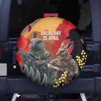 New Zealand and Australia ANZAC Day Spare Tire Cover Sliver Fern Kakapo With Golden Wattle Kangaroo LT14 No hole Gold - Polynesian Pride