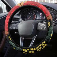 New Zealand and Australia ANZAC Day Steering Wheel Cover Sliver Fern Kakapo With Golden Wattle Kangaroo LT14 - Polynesian Pride