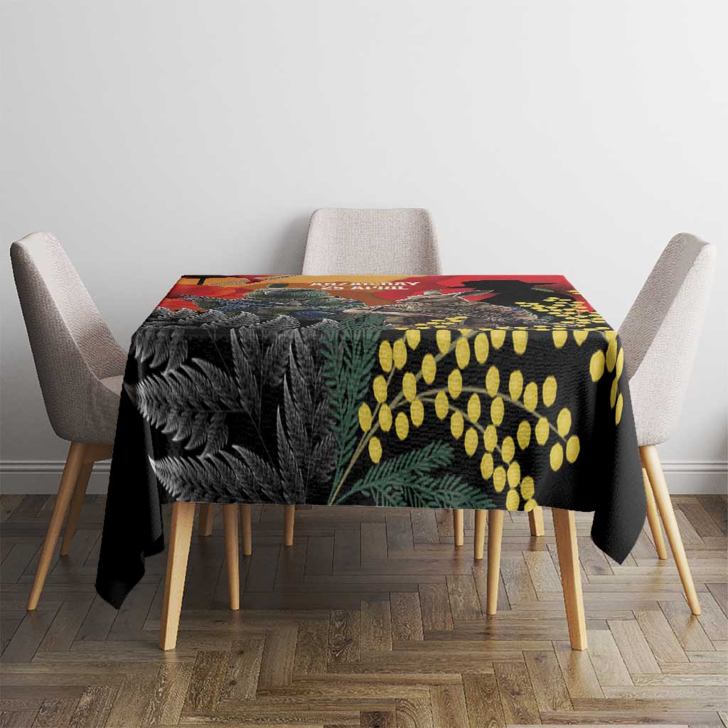 New Zealand and Australia ANZAC Day Tablecloth Sliver Fern Kakapo With Golden Wattle Kangaroo LT14 - Polynesian Pride