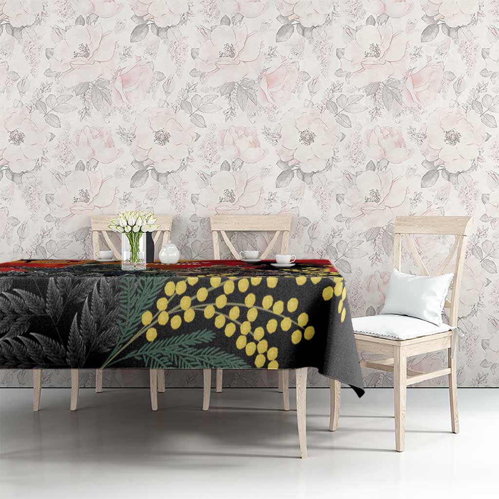 New Zealand and Australia ANZAC Day Tablecloth Sliver Fern Kakapo With Golden Wattle Kangaroo LT14 - Polynesian Pride