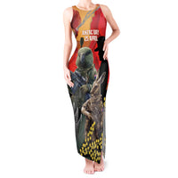 New Zealand and Australia ANZAC Day Tank Maxi Dress Sliver Fern Kakapo With Golden Wattle Kangaroo LT14 Women Gold - Polynesian Pride