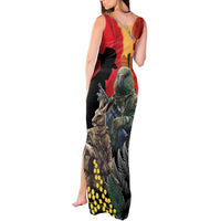 New Zealand and Australia ANZAC Day Tank Maxi Dress Sliver Fern Kakapo With Golden Wattle Kangaroo LT14 - Polynesian Pride