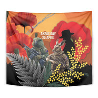 New Zealand and Australia ANZAC Day Tapestry Sliver Fern Kakapo With Golden Wattle Kangaroo LT14 - Polynesian Pride