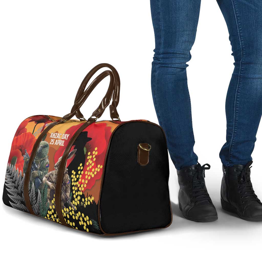 New Zealand and Australia ANZAC Day Travel Bag Sliver Fern Kakapo With Golden Wattle Kangaroo LT14 - Polynesian Pride
