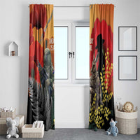 New Zealand and Australia ANZAC Day Window Curtain Sliver Fern Kakapo With Golden Wattle Kangaroo LT14 - Polynesian Pride