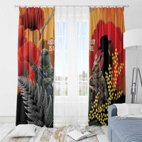 New Zealand and Australia ANZAC Day Window Curtain Sliver Fern Kakapo With Golden Wattle Kangaroo LT14 - Polynesian Pride