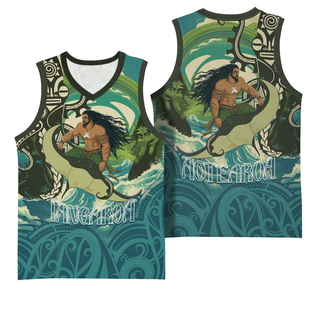 Aotearoa Tangaroa Atua Basketball Jersey New Zealand God Of The Ocean LT14 - Polynesian Pride