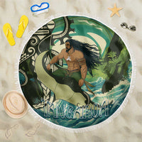 Aotearoa Tangaroa Atua Beach Blanket New Zealand God Of The Ocean LT14 One Size 150cm Cyan - Polynesian Pride