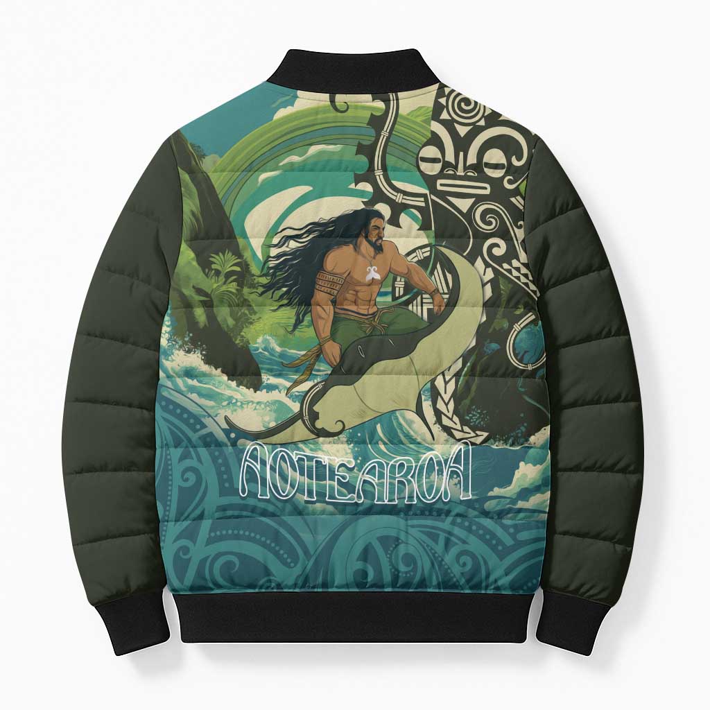 Aotearoa Tangaroa Atua Bomber Puffer Jacket New Zealand God Of The Ocean LT14 - Polynesian Pride