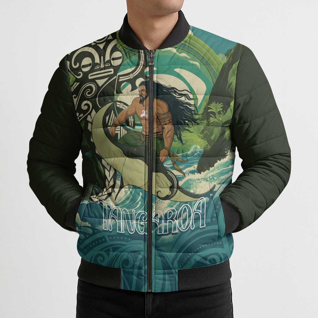 Aotearoa Tangaroa Atua Bomber Puffer Jacket New Zealand God Of The Ocean LT14 - Polynesian Pride