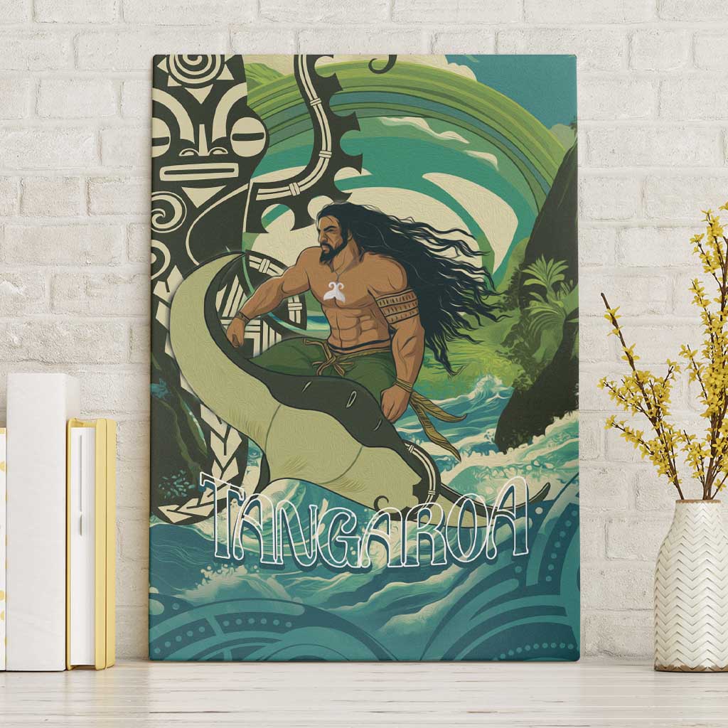 Aotearoa Tangaroa Atua Canvas Wall Art New Zealand God Of The Ocean LT14 Without Frame Cyan - Polynesian Pride