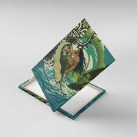 Aotearoa Tangaroa Atua Canvas Wall Art New Zealand God Of The Ocean LT14 With Frame Cyan - Polynesian Pride