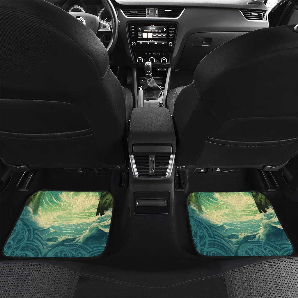 Aotearoa Tangaroa Atua Car Mats New Zealand God Of The Ocean LT14 Set 2pcs - Back Cyan - Polynesian Pride