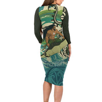 Aotearoa Tangaroa Atua Family Matching Long Sleeve Bodycon Dress and Hawaiian Shirt New Zealand God Of The Ocean LT14 - Polynesian Pride