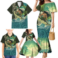 Aotearoa Tangaroa Atua Family Matching Mermaid Dress and Hawaiian Shirt New Zealand God Of The Ocean LT14 - Polynesian Pride