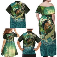 Aotearoa Tangaroa Atua Family Matching Off Shoulder Maxi Dress and Hawaiian Shirt New Zealand God Of The Ocean LT14 - Polynesian Pride