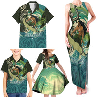 Aotearoa Tangaroa Atua Family Matching Tank Maxi Dress and Hawaiian Shirt New Zealand God Of The Ocean LT14 - Polynesian Pride