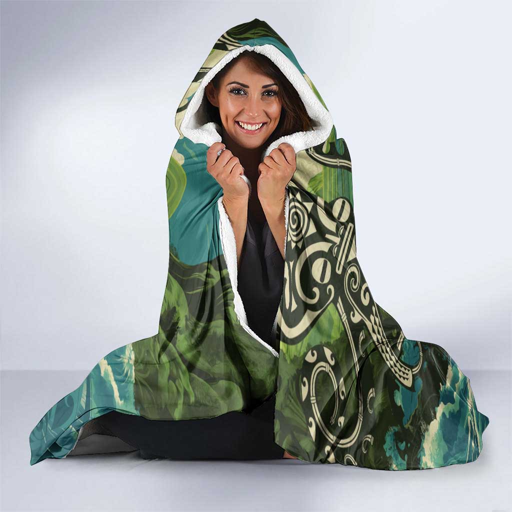 Aotearoa Tangaroa Atua Hooded Blanket New Zealand God Of The Ocean LT14 - Polynesian Pride