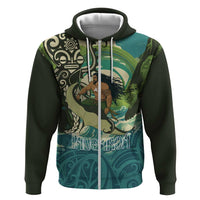 Aotearoa Tangaroa Atua Hoodie New Zealand God Of The Ocean LT14 Zip Hoodie Cyan - Polynesian Pride