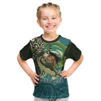 Aotearoa Tangaroa Atua Kid T Shirt New Zealand God Of The Ocean LT14 Cyan - Polynesian Pride