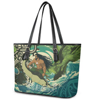 Aotearoa Tangaroa Atua Leather Tote Bag New Zealand God Of The Ocean LT14 - Polynesian Pride