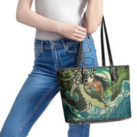 Aotearoa Tangaroa Atua Leather Tote Bag New Zealand God Of The Ocean LT14 - Polynesian Pride