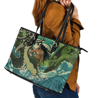 Aotearoa Tangaroa Atua Leather Tote Bag New Zealand God Of The Ocean LT14 - Polynesian Pride